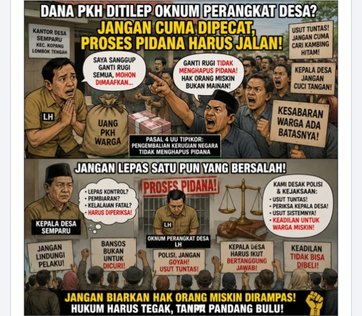 Oknum Perangkat Desa Diduga Gelapkan Dana Bansos PKH Warga Desak APH Tegakkan Keadilan Senin 29 Juni 2026.
